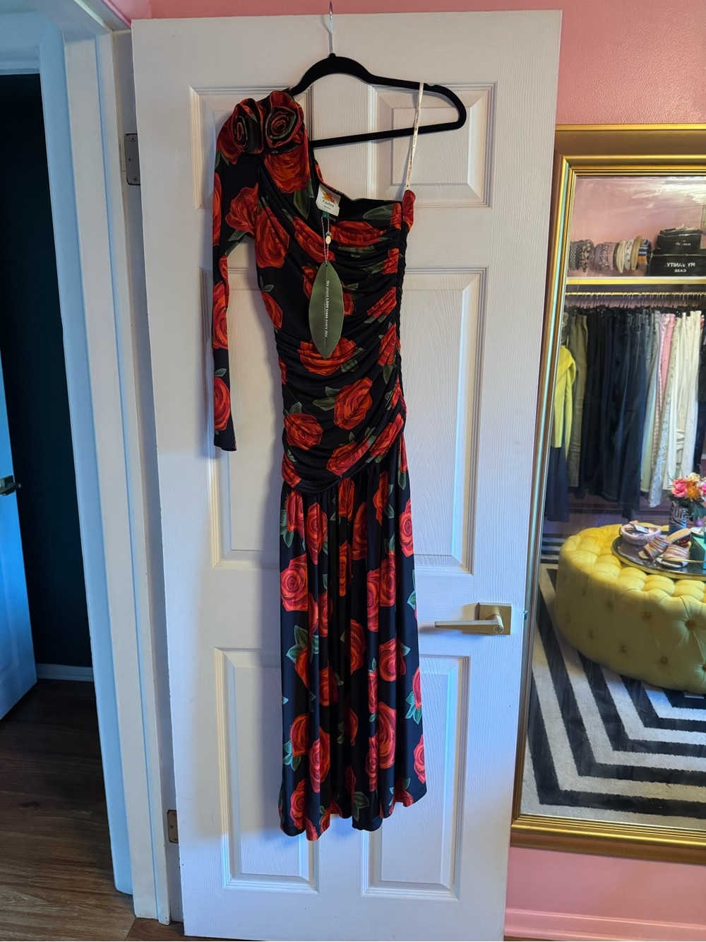 FARM Rio Latin Roses One Shoulder Midi Dress Size XS - Picture 4 of 4